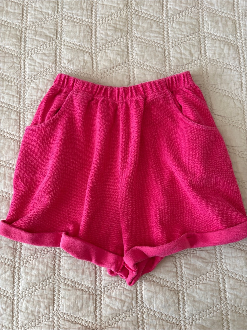 Express Hot Pink High Rise Terry Athletic Shorts size Large